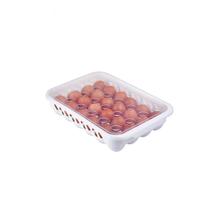 Yumurta Kapalı Saklama Kabı 24lü Beyaz (599)