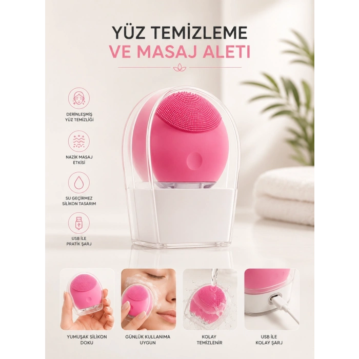 Yüz Temizleme Ve Masaj Aleti Tüm Cilt Tipleri İçin Uygun, Kan Dolaşımını Artıran