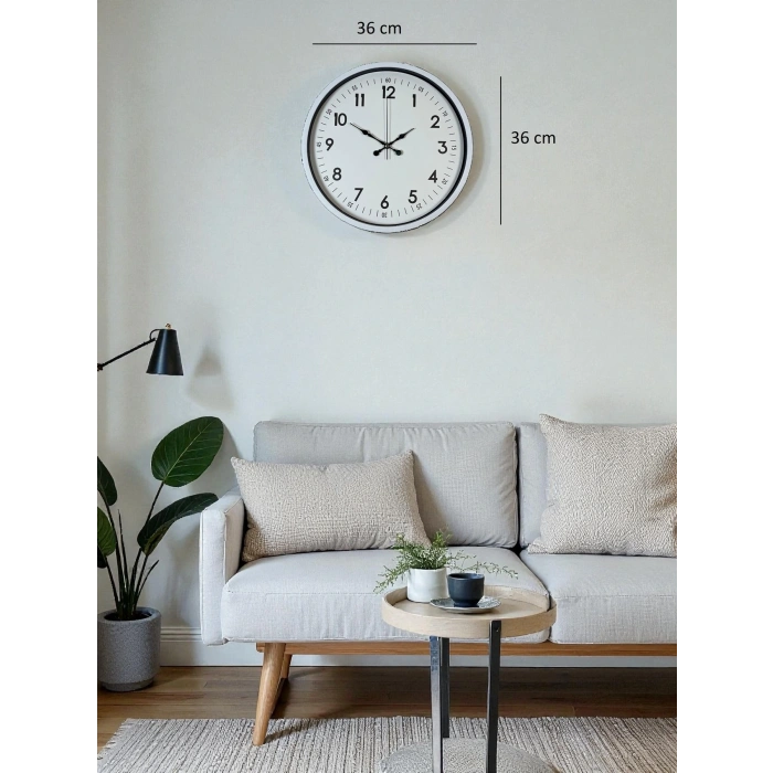 Zentime 36 Cm Beyaz Dekoratif Duvar Saati