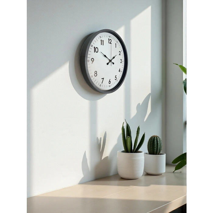 Zentime 36 Cm Gri Dekoratif Duvar Saati