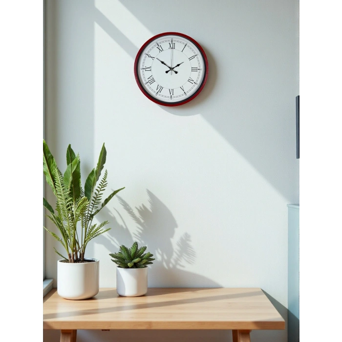 Zentime 36 Cm Kırmızı Dekoratif Duvar Saati