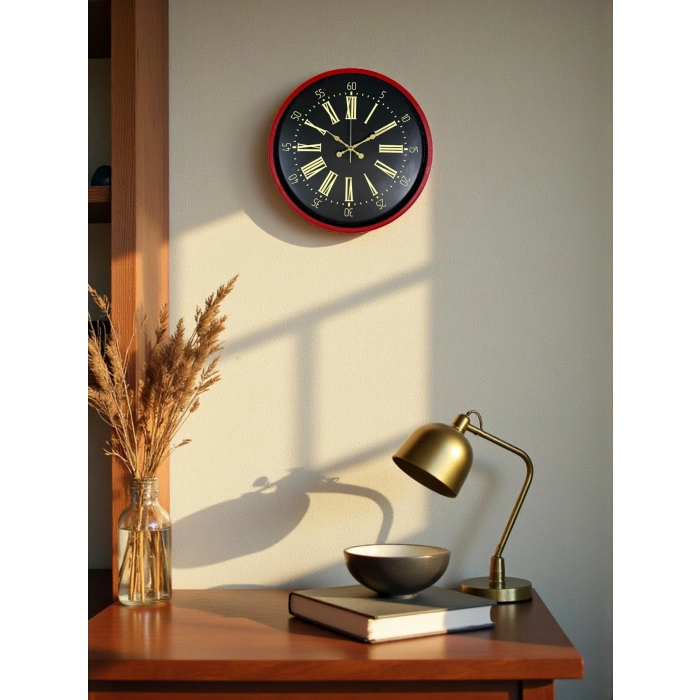 Zentime 36 Cm Kırmızı Dekoratif Duvar Saati