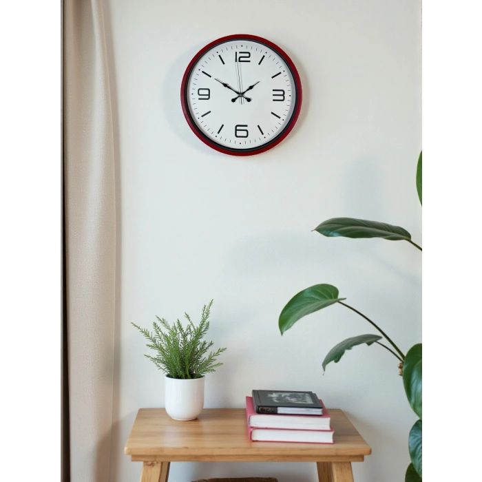 Zentime 36 Cm Kırmızı Dekoratif Duvar Saati