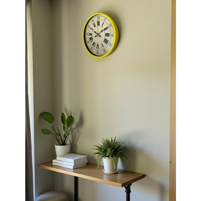 Zentime 36 Cm Sarı Dekoratif Duvar Saati