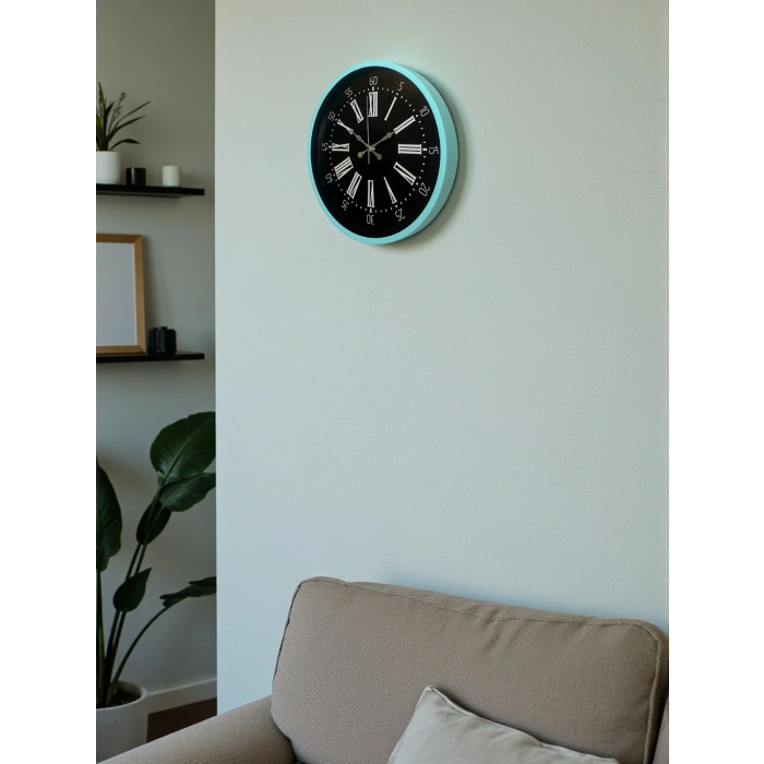 Zentime 36 Cm Turkuaz Dekoratif Duvar Saati