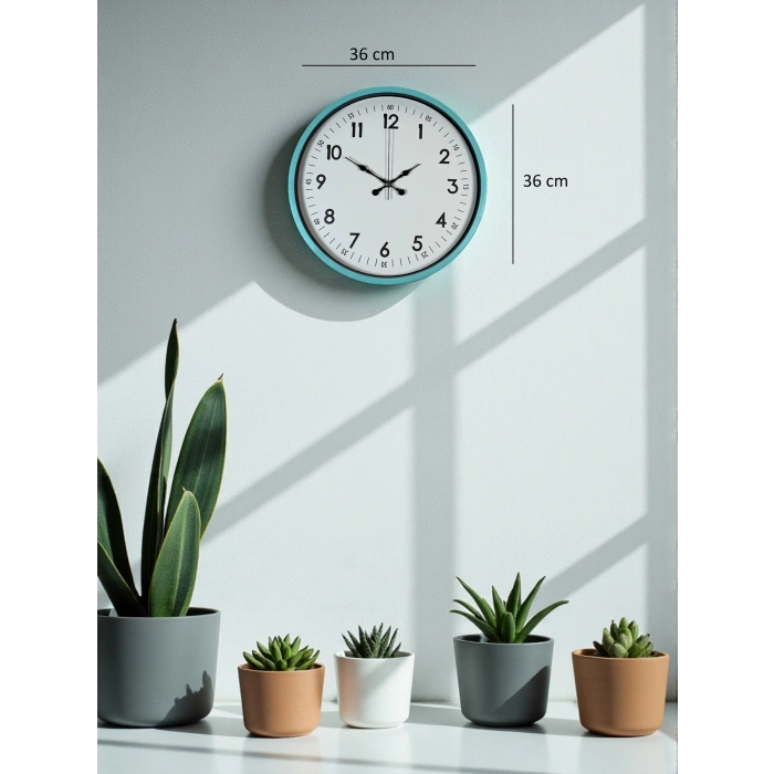 Zentime 36 Cm Turkuaz Dekoratif Duvar Saati