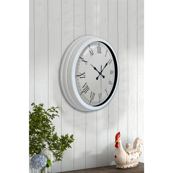 Zentime 40 Cm Metal Beyaz Roma Rakamlı Duvar Saati
