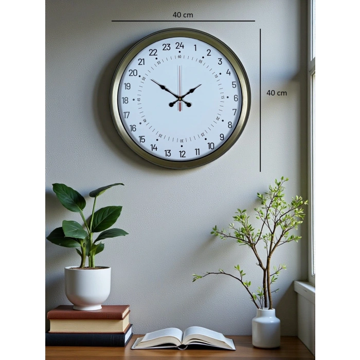 Zentime 40 Cm Eskitme Metal 24 Saat Göstergeli Özel Tasarım Duvar Saati