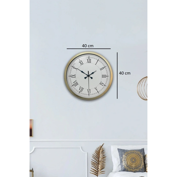 Zentime Retro Modern Roma Rakamlı 40 Cm Metal Duvar Saati