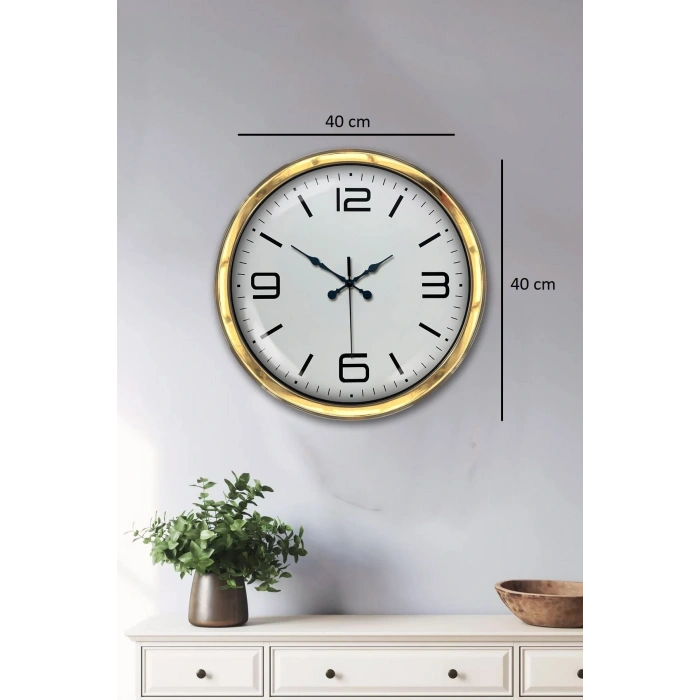 Zentime Gold Lüks 40 Cm Metal Modern Duvar Saati
