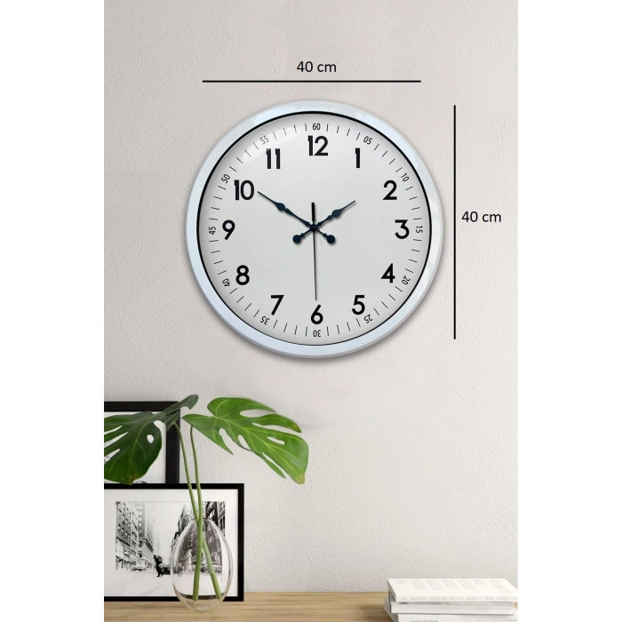 Zentime 40 Cm Metal Beyaz Klasik Duvar Saati