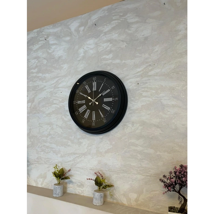 Zentime Black Noble 40 Cm Metal Modern Duvar Saati