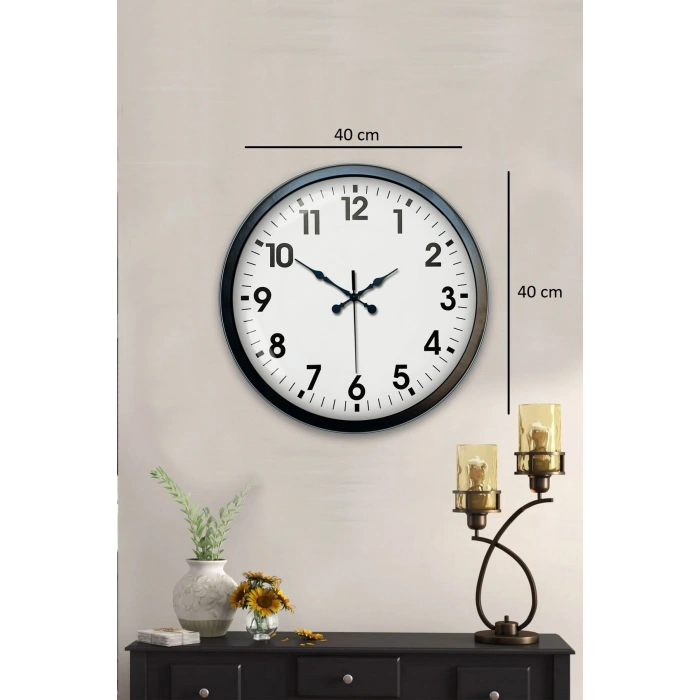 Zentime 40 Cm Siyah Şık Duvar Saati