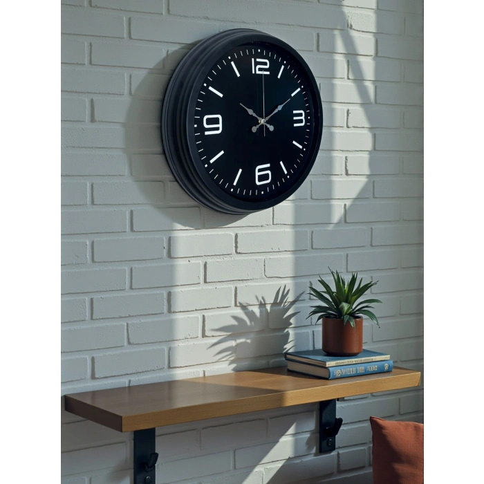 Zentime Black Royal Tasarım 40 cm Metal Duvar Saati