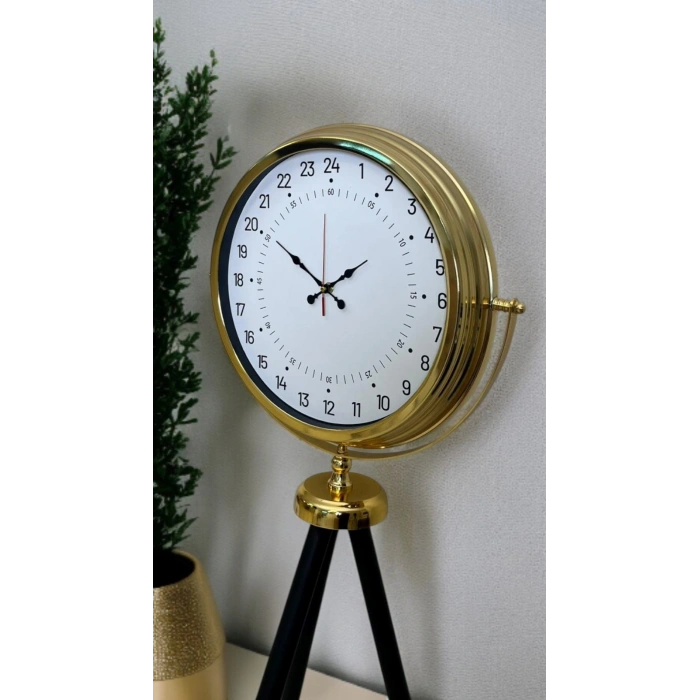Zentime Gold 24 Saat Göstergeli Özel Tasarım Tripod Ayaklı Saat