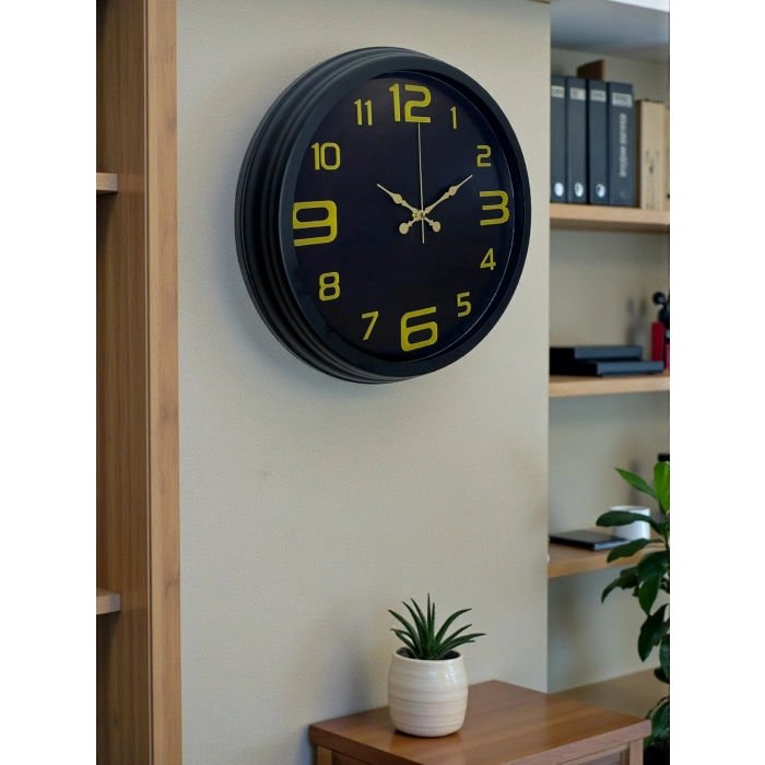 Zentime Prime Black 40 cm Metal Modern Tasarım Duvar Saati