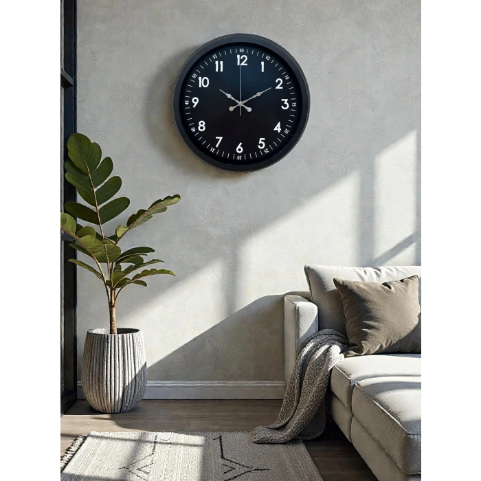 Zentime Pure Dark Black 40 Cm Metal Duvar Saati