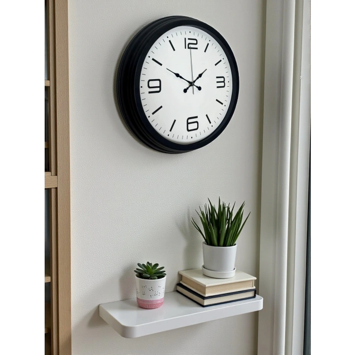 Zentime Sade & Şık Siyah 40 cm Metal Dekoratif Duvar Saati