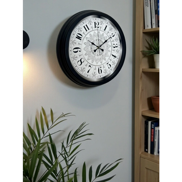 Zentime Şaheser Tasarım Zarif Desenli 40 cm Metal Duvar Saati