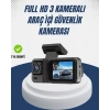 1080p Üç Kameralı Araç Kamerası Wi-fi Destekli Park Modu Ve G-sensörlü