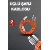 120w Hızlı Şarj Kablosu Turuncu Yüksek Güç Kapasitesi Çoklu Şarj Girişi