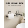 2 Adet Yapışkanlı Wc Kağıtlık Siyah Metal Pratik Duvar Tipi Rulo Tutucu