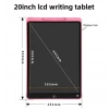 20 Inc Renkli Lcd Grafik Dijital Kalemli Çizim Tableti Yazı Tahta Not Yazma Eğitim Tableti Siyah