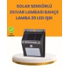 20 Led Güneş Enerjili Hareket Sensörlü Dış Mekan Duvar Lambası