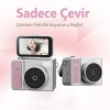 2k Mini Dijital Retro Video Kamera Flaşlı Dijital Vlog Mini Fotoğraf Makinesi Türkçe Menü Pembe