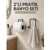 2’li Yapışkanlı Banyo Düzenleme Seti Rulo Kağıt Tutucu Ve Havlu Askılığı