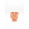 3d Kabartmalı Çiçek Motifli Turuncu Dekoratif Vazo
