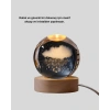 3d Yağmur Bulutu Desenli Kristal Top Usb Gece Lambası Ahşap Tabanlı Dekoratif Lamba