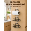 3’lü Yapışkanlı Wc Kağıtlığı Siyah Rulo Tutucu Banyo Ve Mutfak Kullanımı
