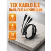 3’ü 1 Arada Şarj Kablosu Type-c İos Android Uyumlu Hızlı Ve Güvenli Şarj