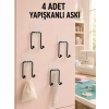 4 Adet Çok Amaçlı Yapışkanlı Askılık Ev Düzenleyici Duvar Askı Seti
