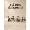 4 Adet Yapışkanlı Tuvalet Kağıdı Askısı Siyah Metal Delmeden Duvara Monte Wc Kağıtlık