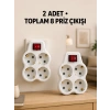 4’lü Priz Çoğaltıcı 2 Adet Set Kablosuz Duvar Tipi Anahtarlı Priz Çoklayıcı
