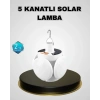5 Kanatlı Solar Kamp Lambası – Usb Şarjlı, Taşınabilir, Ip65 Su Geçirmez Bahçe Lambası