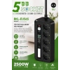 5’li Akım Korumalı Priz 2500w | 2 Usb + 2 Type-c Hızlı Şarj | Led Gece Lambalı | Dokunmatik Siyah