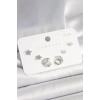 925 Ayar Gümüş Çivi Zirkon Taşlı Hilal Yıldız Model Kadın Küpe Seti - BKP10398 (599599)