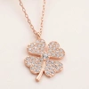 925 Ayar Gümüş Rose Dört Yapraklı Yonca Kadın Kolye T7956 (599599)