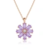 925 Ayar Gümüş Rose Lila Çiçek Kadın Gümüş Kolye T5104 (599599)