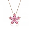 925 Ayar Gümüş Rose Pembe Kamelya Çiçeği Kolye T5180 (599599)