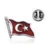 925 Ayar Gümüş Türk Bayrağı Rozet T4635 (599)