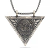 925 Ayar Gümüş Üçgen İçi Açılabilen Osmanlı Arma Muskalık Gümüş Kolye T6060 (599)