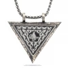 925 Ayar Gümüş Üçgen İçi Açılabilen Tuğra Muskalık Gümüş Kolye T6058 (599599)