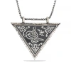 925 Ayar Gümüş Üçgen İçi Açılabilen Tuğra Muskalık Gümüş Kolye T6065 (599)
