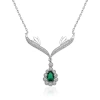 925 Ayar Gümüş Yeşil Taşlı Madalyon Kadın Gümüş Kolye T5023 (599)