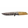 A2150c Kahve Kamp Çakısı 21cm- Manuel, Ahşap İşlemeli Sap,kemerlikli