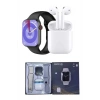 Akıllı Saat Gümüş Kasa Bluetooth Kulaklık Hediyeli Çok Fonksiyonlu İkili Set